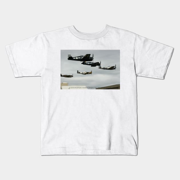 Americans Warbirds of WW2 Kids T-Shirt by acefox1